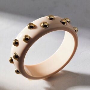 Studded Acrylic Ivory Bangle Bracelet